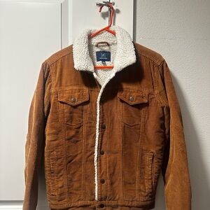 Corduroy Jacket with White Sherpa Collar